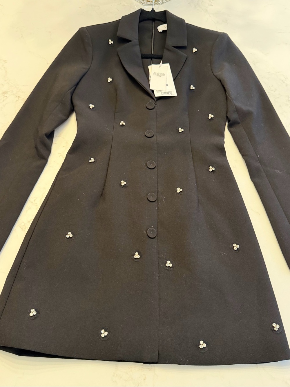 Likely Black Longline Coat Dress with  Embellishments